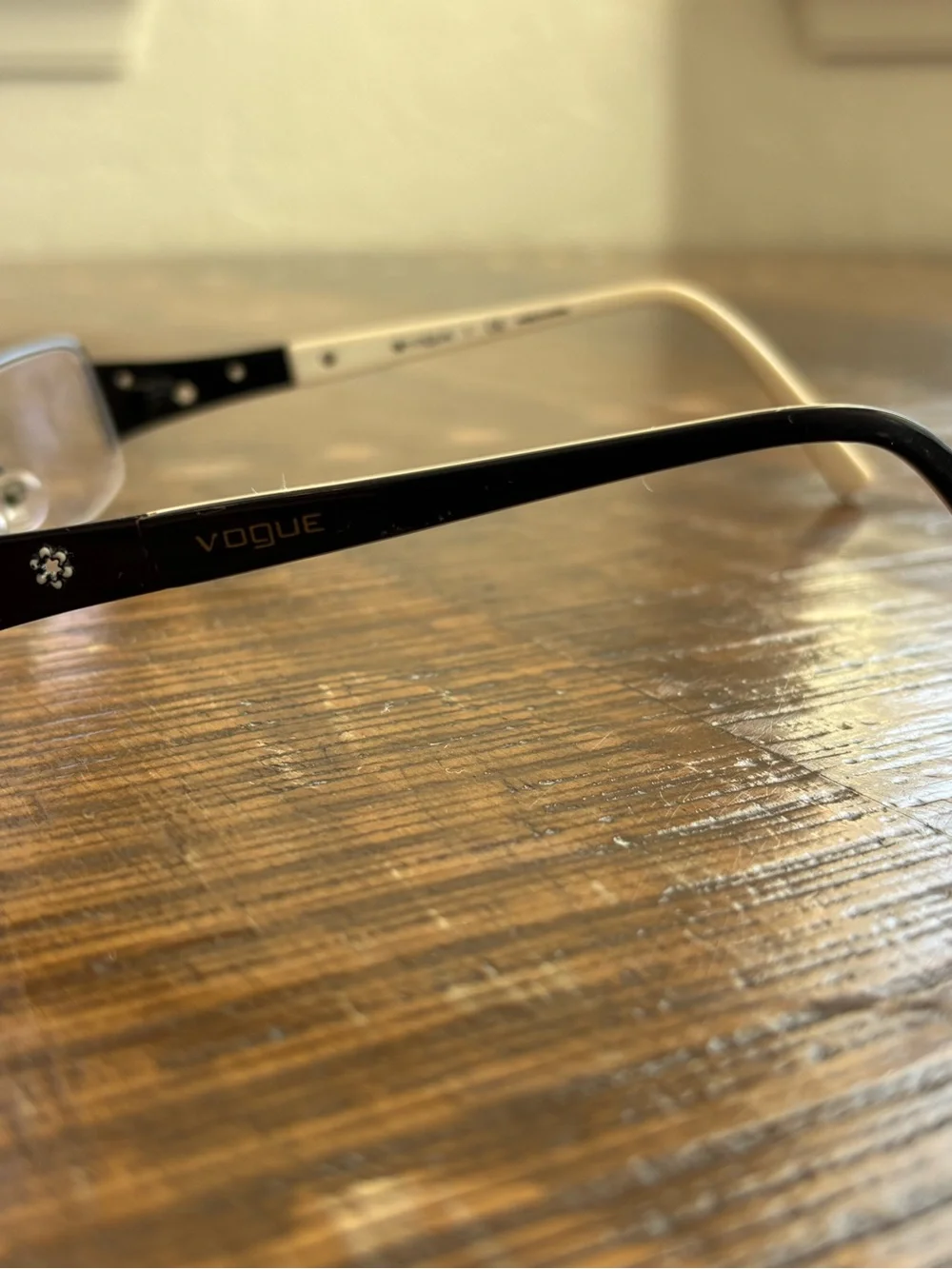 Vogue VO3619 352 Eyeglasses Frames Black White Floral Half-Rim 52-18-135 Women’s